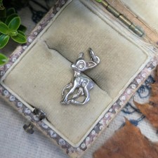 Vintage Silver Deer Charm, Bambi Doe Pendant