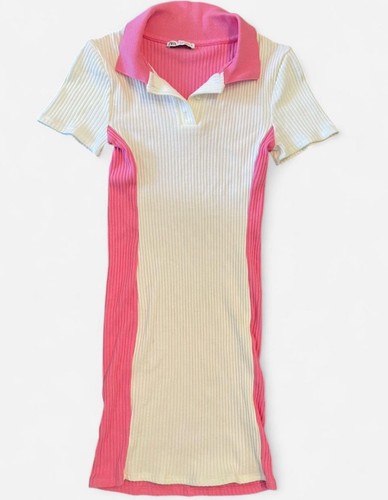 Zara pink white ribbed color - pink,