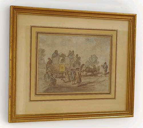 Vtg 1800 watercolor painting - 1800,