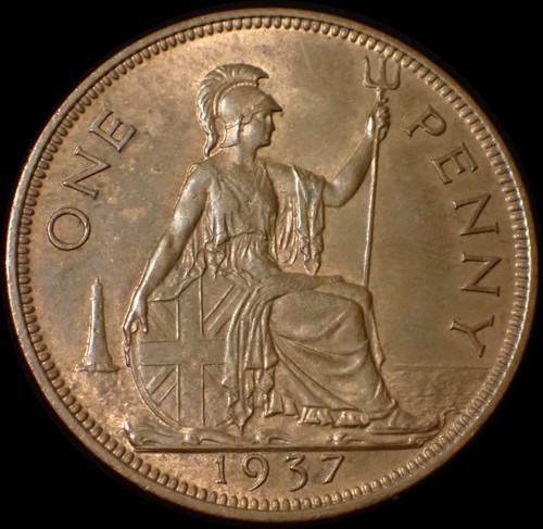 One penny 1937 george - 1937, vi