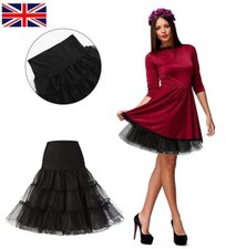 Vintage Petticoat 26" Retro Underskirt 50s Swing Fancy Net Skirt black RD