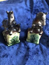2  x Vintage Horse Book Ends Ceramic Pottery