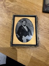 VICTORIAN DAGUERREOTYPE?  SEATED  GENTLEMAN c1850 PHOTO FRAMED