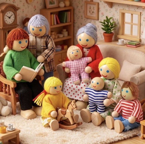 Wooden dolls house people - wooden,