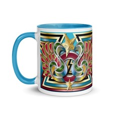 CLASSIC FAIRGROUND Artwork Mug Light Blue Funfair Ride Waltzer Skid Roundabout