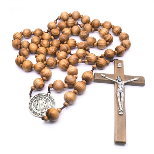 Natural cross rosary necklaces - natural,