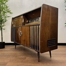 Vintage 1950s Civic Deluxe Radiogram Walnut Cocktail Cabinet