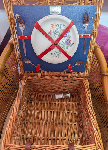 Antler wicker picnic basket - basket, &