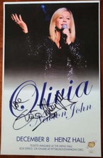 Olivia Newton John JSA Coa Signed Concert Poster Photo Heinz Hall Autograph