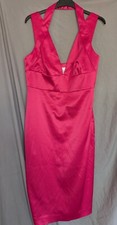 Holly Willoughby Size 14 Hot Pink Satin Dress Knee Length