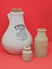 Antique Dr Nelson's Antique Medical Inhaler  & 2 Early Stonewear Bottle / Pot