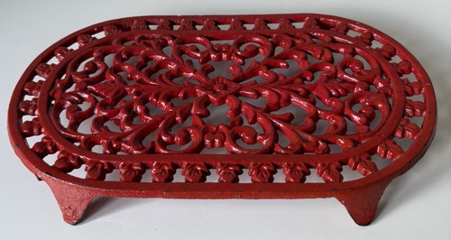 Red cast iron plant stand - cast,