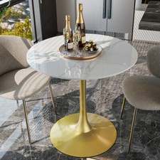 Large Round Marble Dining Table Tulip Table Breakfast Nook Gold Leg Base Support