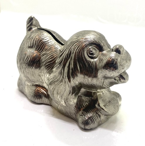Vintage puppy metal money box - puppy,