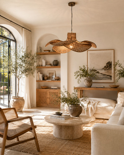 Rattan ceiling pendant - rattan, light