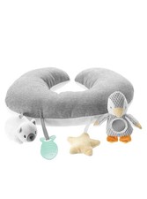 Nuby Penguin Nursery Tummy Time Pillow Baby, Grey and White Plush Nursery