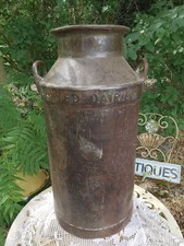 Large Antique United Dairies Steel Milk Churn Wedding Prop Stick Stand Garden