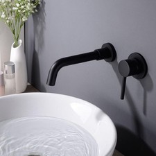 Wall Mounted Basin Mixer Tap Matte Black Bathroom Sink Taps Concealed RRP £79.99