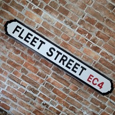 Fleet Street Sign Wooden Old