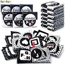 teytoy My First Soft Book, Nontoxic Fabric Baby Cloth Activity Crinkle Soft Bla