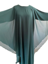 Ladies Butterfly Chiffon Nida Plain Abaya/Jilbab/Farasha Green 52,54,56,58 (F04)