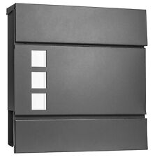 Large Mailbox Steel Wall-Mounted Square Letterbox Key Lock Parcel Post Box UK