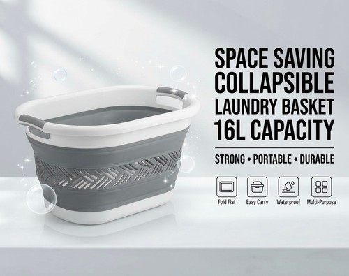 16l collapsible laundry basket - collapsible,