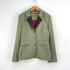 Musto Tweed Hacking Jacket Womens 10 Green Check Lambswool Country Riding Blazer