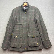 JOULES Field Coat Women UK 8 Jacket Tweed Wool Country Plaid Tartan Check