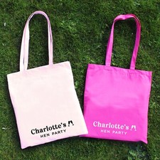 Personalised Pink Hen Party Bag Cotton Shopper Hen Do Favour Gift Bags Bride