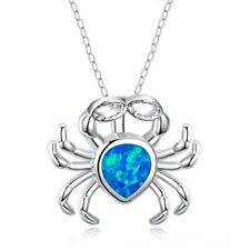Bohemia Blue Opal Cute Crab Necklace - Playful Beach-inspired Necklace