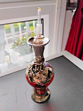 King Solomon Finds Israel, Art Glass miniature vase Silver mounted overlay decor