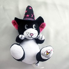 Black and White Cat Witch Hat Halloween Plush Plushie Stuffed Soft Toy