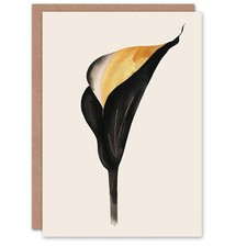 Greeting Card Elegant Calla Lily Flower Bloom Black Gold Floral Birthday
