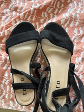 Women’s Sandals Wedges Size 5 Cork Black Retro Lace Up Tie Up Summer Holiday