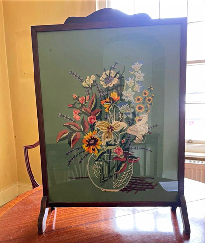 Vintage floral metal fireplace - vintage,