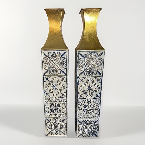 Pair tall metal - tall, white