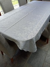 Maison Home Living Large White table cloth 90" x 52" formal Christmas Dinner 