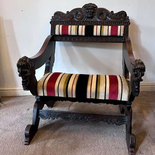 Antique oak low throne - oak, chair