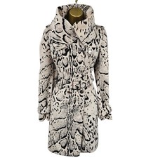 UK 12 Karen Millen Animal Snow Leopard Print Posh Mac Trench Ponny Coat Jacket