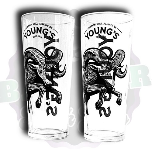 Youngs new beer pint glasses - beer,