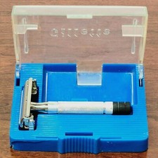 Vintage Gillette Super Speed Black Tip Safety Razor With Case