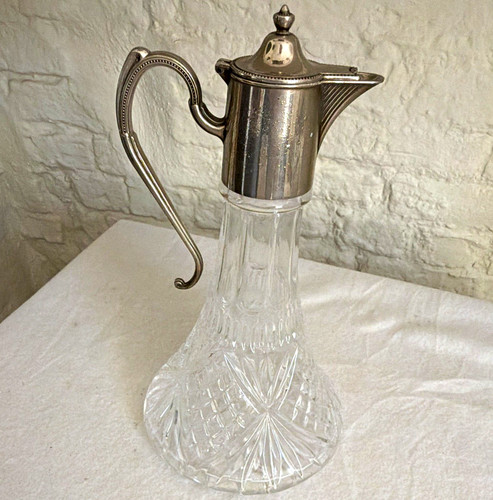 Cut glass decanter metal - decanter, w/