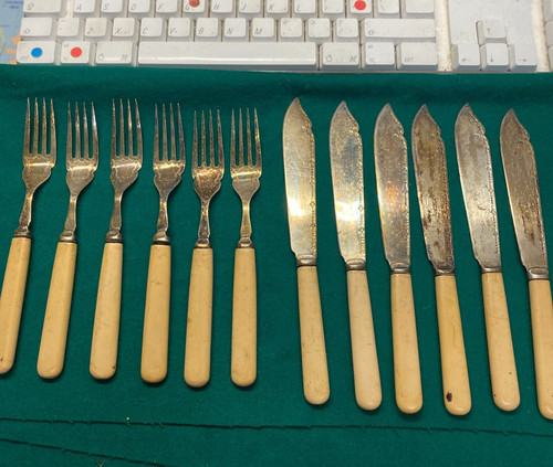 Piece bone handle fish - 12,