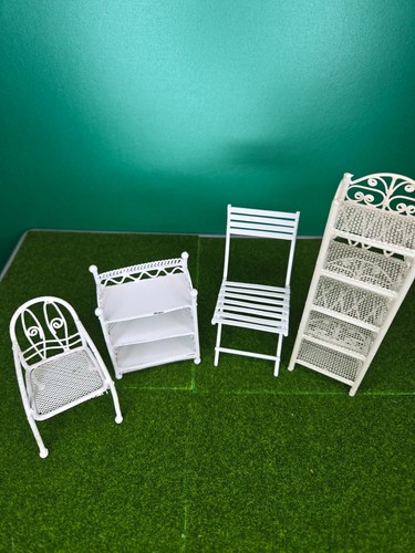 White ornate metal chairs - ornate, 2x
