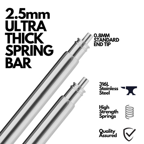 5mm diameter spring bar pins - 2.5mm,