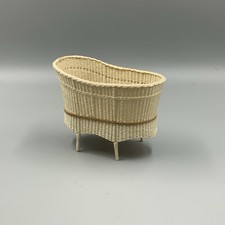 Dolls House Miniature 1:12 Vintage Hand Woven Crib Cot By Artisan Chicken Little