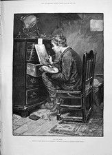 Old Antique Print 1891 First