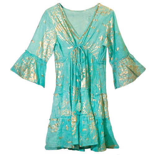 Nomad sari turquoise gold - &,