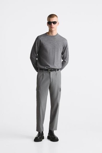Mens zara grey pleated cargo - zara,